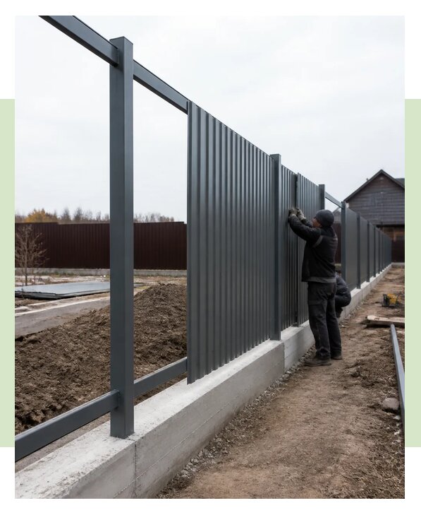 Монтаж забора из профнастила в Нефтеюганске по цене от 2898 р. | ЗаборЭксеперт-Нфт